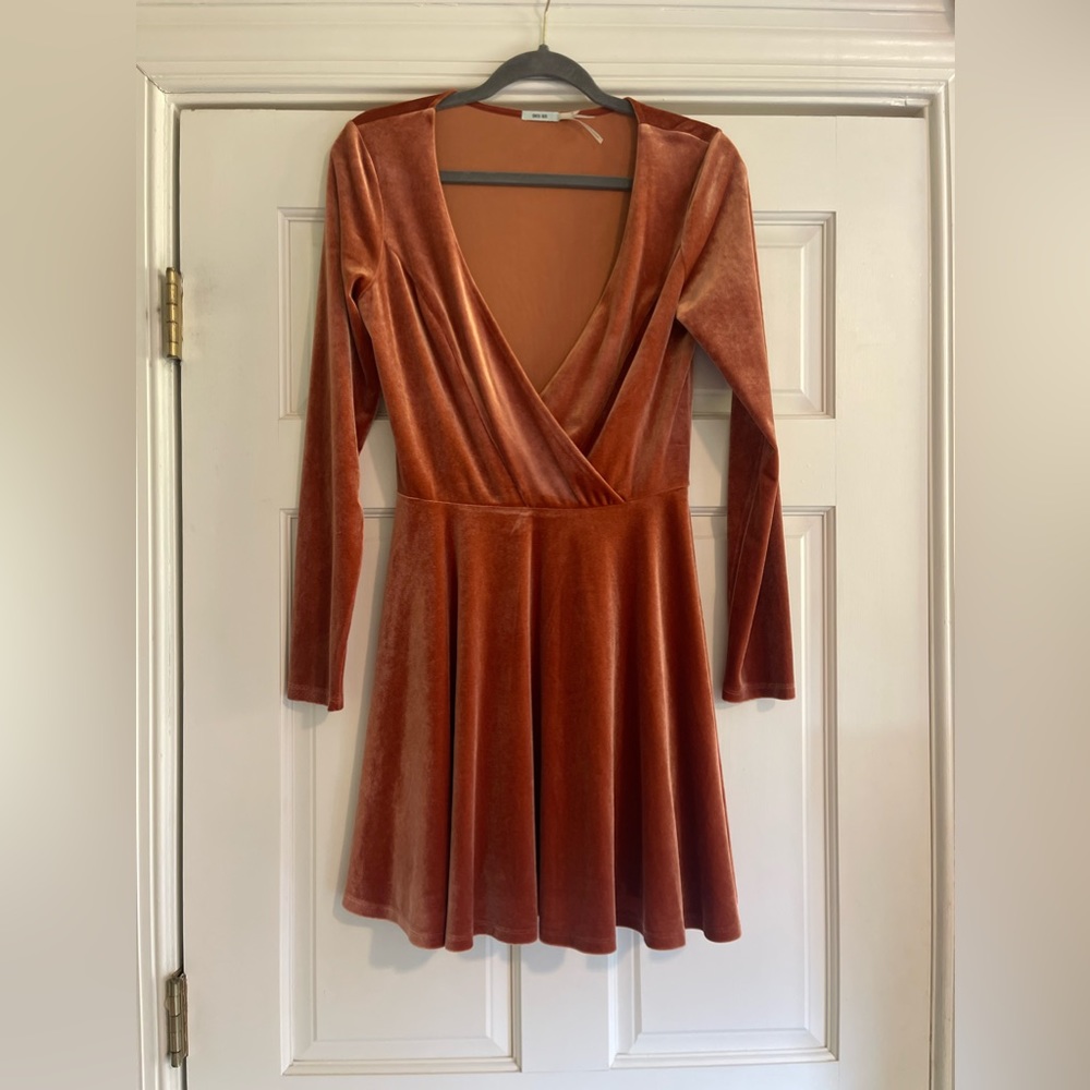 Urban Outfitters Velvet Orange Skater Dress